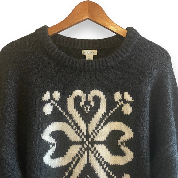 Sundance Fair Isle Snowflake Sweater Women's Size XL Charcoal Gray - Picture 2 of 5